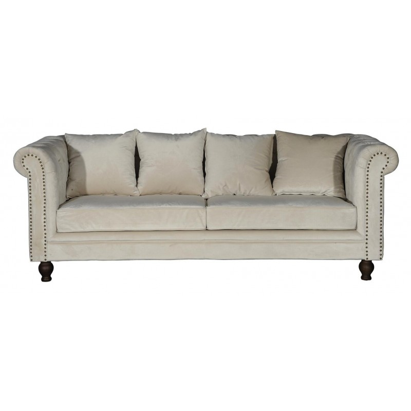 Velvet 3 personers Sofa - Beige velour billede