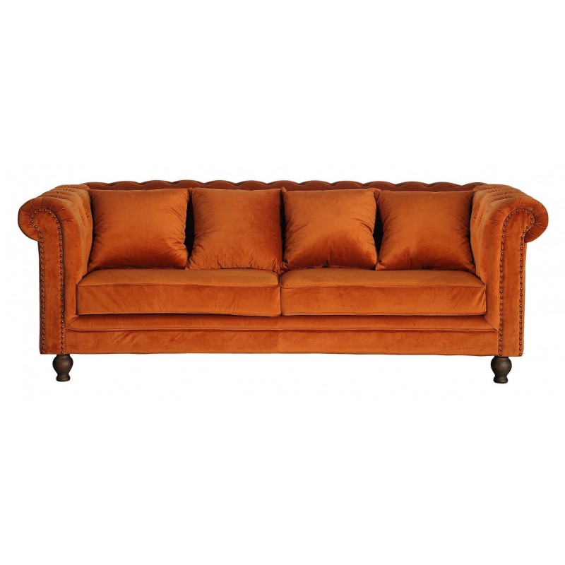 Velvet 3 personers Sofa  - Natur og Rusty Cognac billede