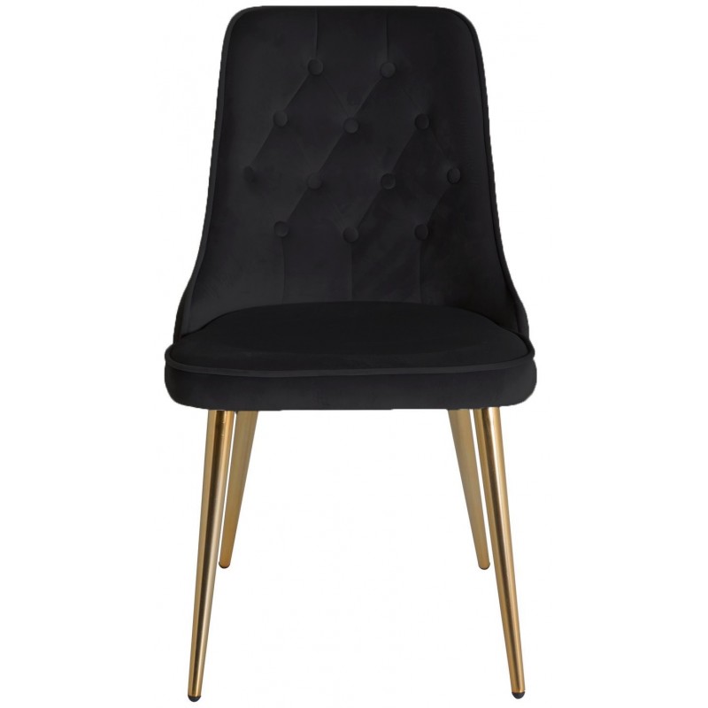 VENTURE DESIGN Velvet Deluxe spisebordsstol, m. armlæn - sort velour og metal