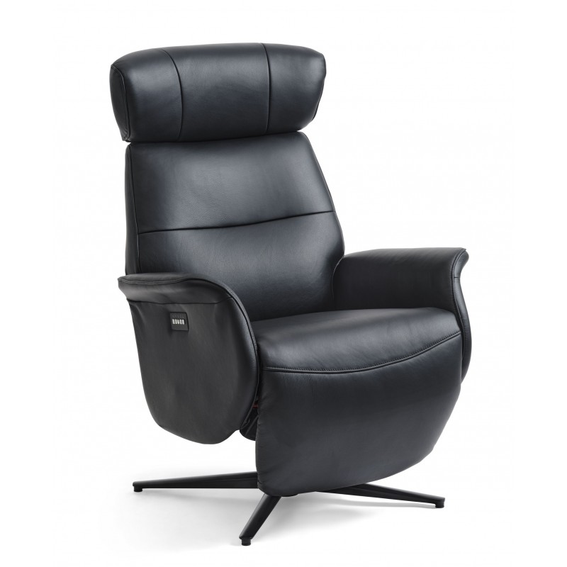 Torsten Recliner lænestol med 2 motor - Sort ægte læder