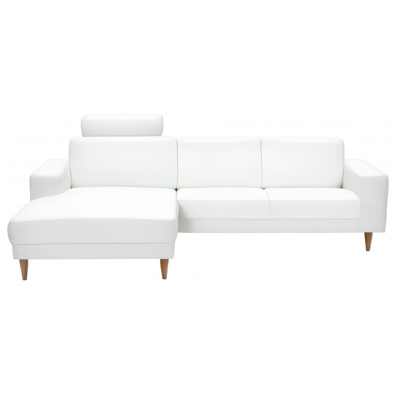 Hjort Knudsen Hadsten hvid Læder chaiselong sofa Venstrevendt