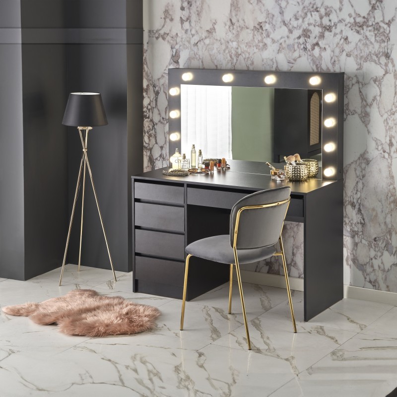 Hollywood XL Sminkebord med spejl - sort billede