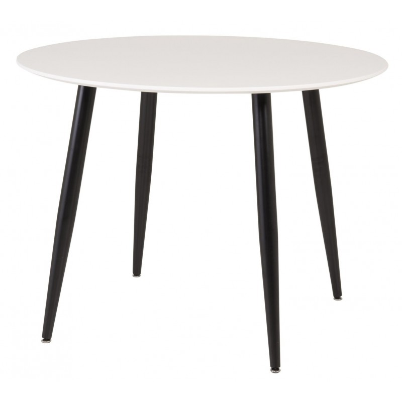 Plaza Rundt spisebord Ø100cm - Hvid med sorte ben billede