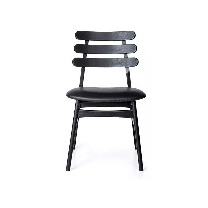 Charlotte spisebordsstol -sortbejdset egetræ - sort læder