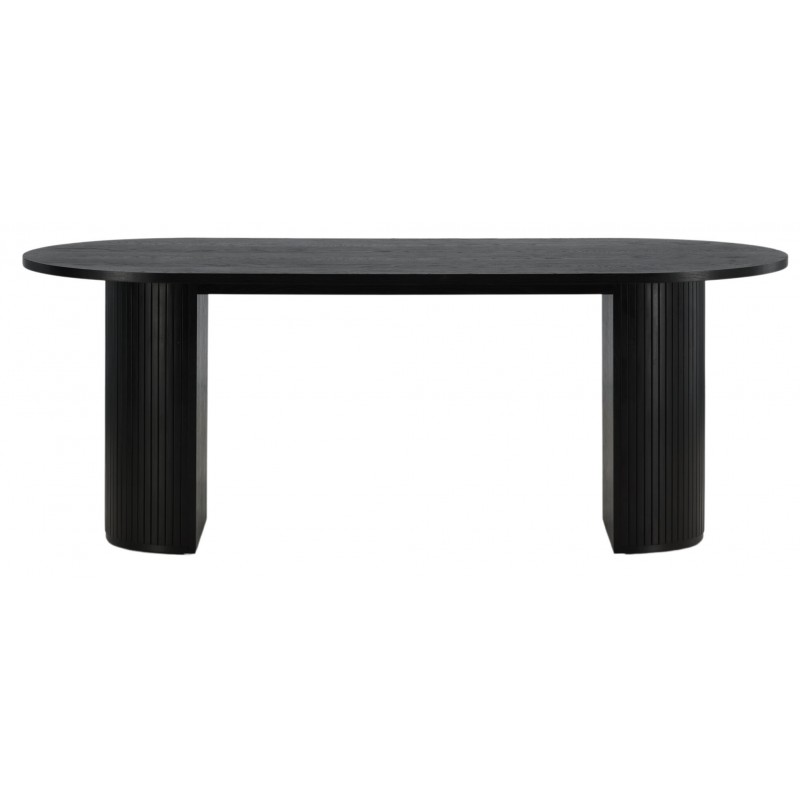 Bianca Ovalt Lamel Spisebord 200x90cm - Sort billede