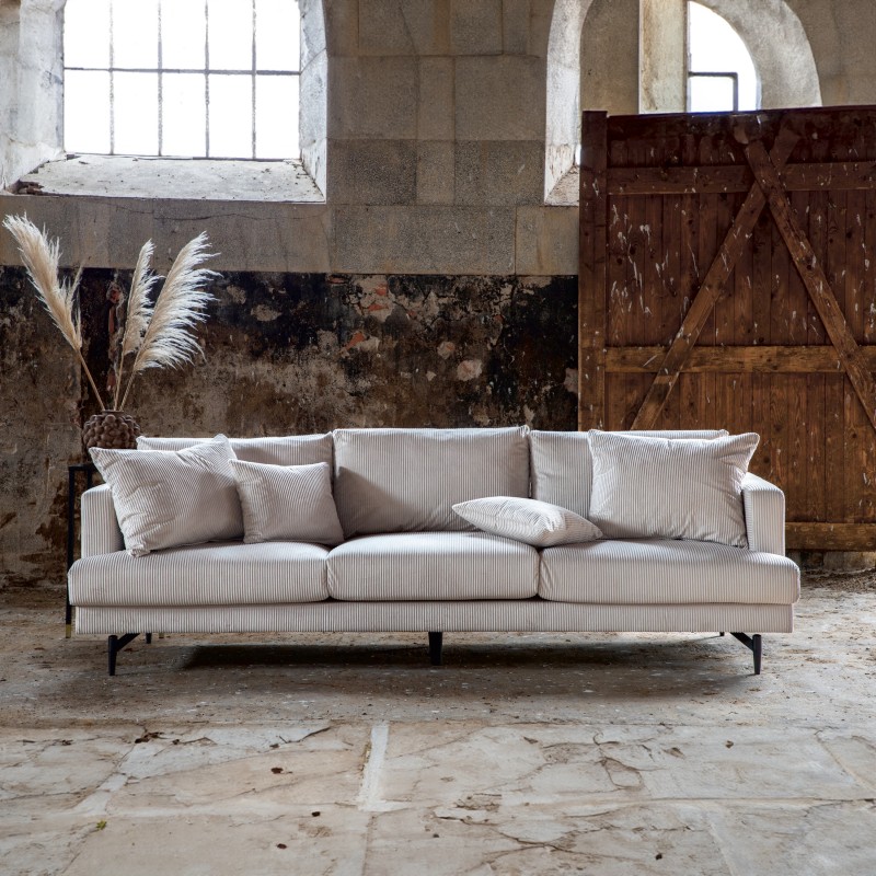 Sofia 3 personers Sofa - Beige Fløjl billede