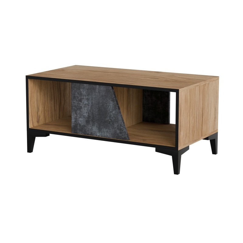 OVO sofabord 90x50cm mørk beton/urskov eg billede