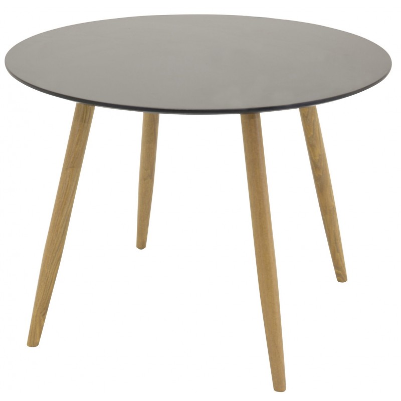 Plaza Rundt spisebord Ø100cm - Sort med Natur ben billede