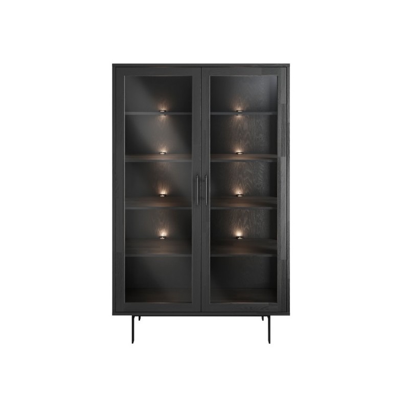 CASØ GALA Vitrine lav 112x172 cm massiv ask / sortbejdset