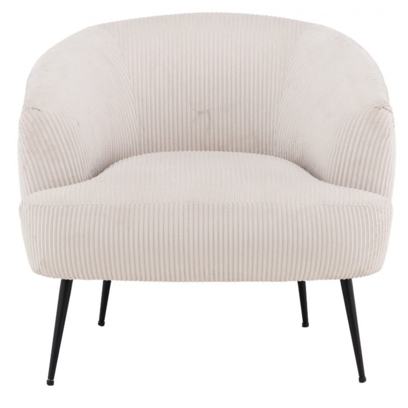 Derry lænestol - Beige fløjl med sort stålben