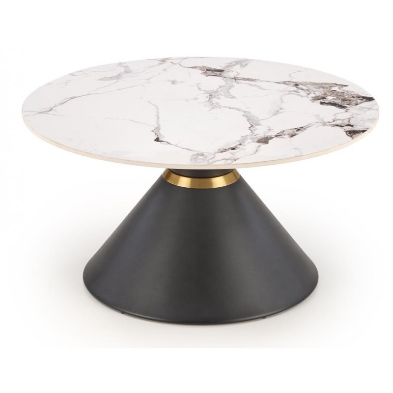 GORETTI sofabord Ø80cm  Hvid marmor / Sort