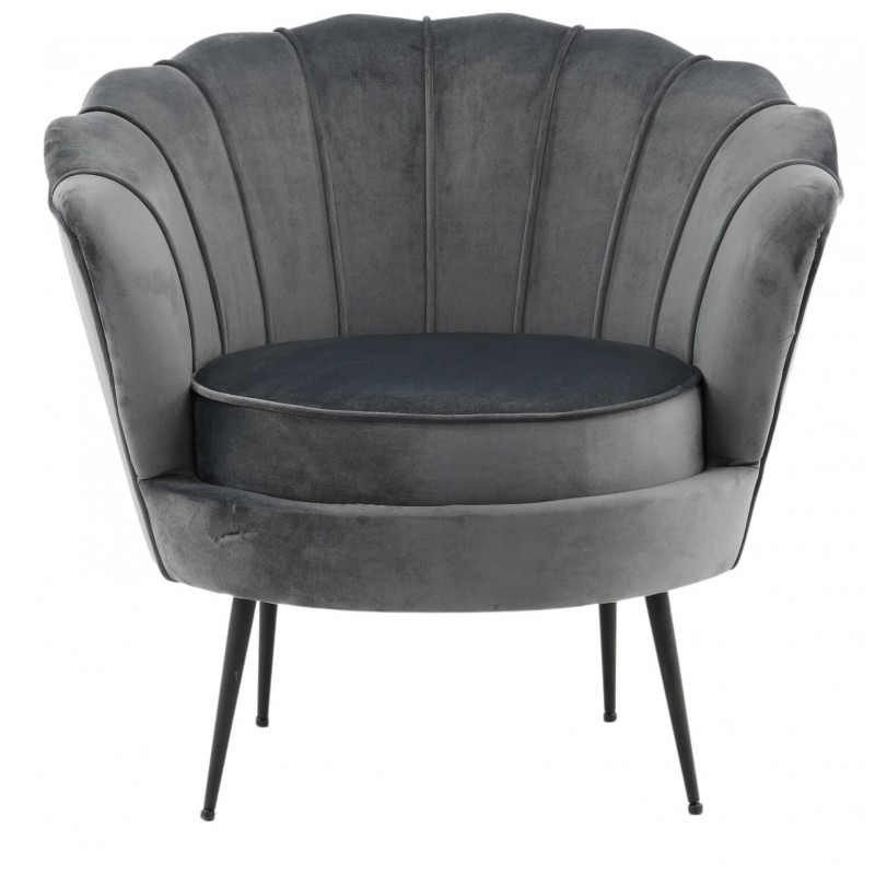 Calais Lænestol - Mørkegrå velour billede
