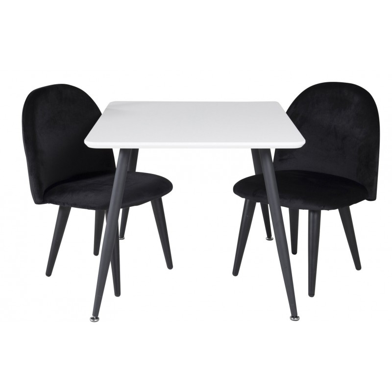 Spisebordssæt Polar spisebord 60 x 80 med 2 x Spisebordsstole i Velour