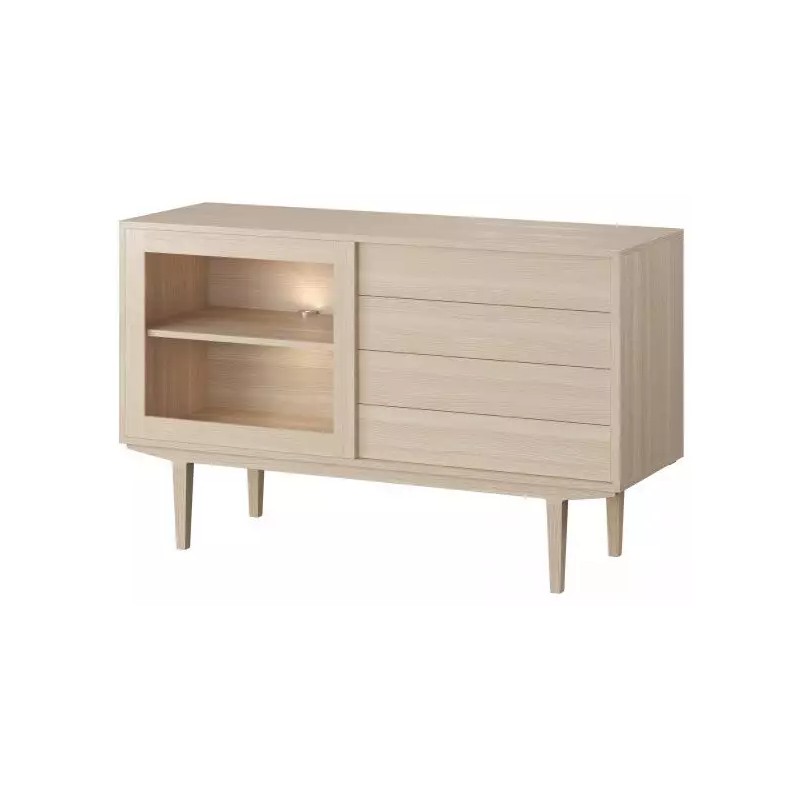 Casø 900 skænk 130cm med glaslåge - Eg hvidolie