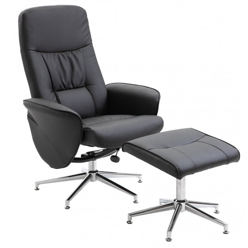 Rolf Recliner Lænestol - Sort og Krom billede