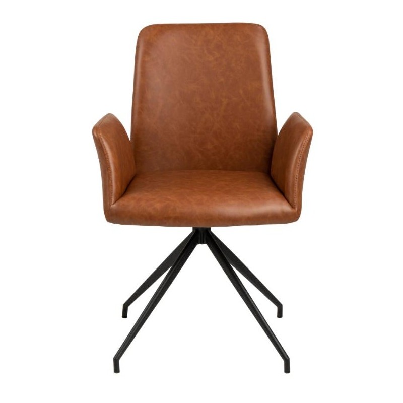 Naya spisebordsstol med armlæn og drejefunktion -Retro cognac