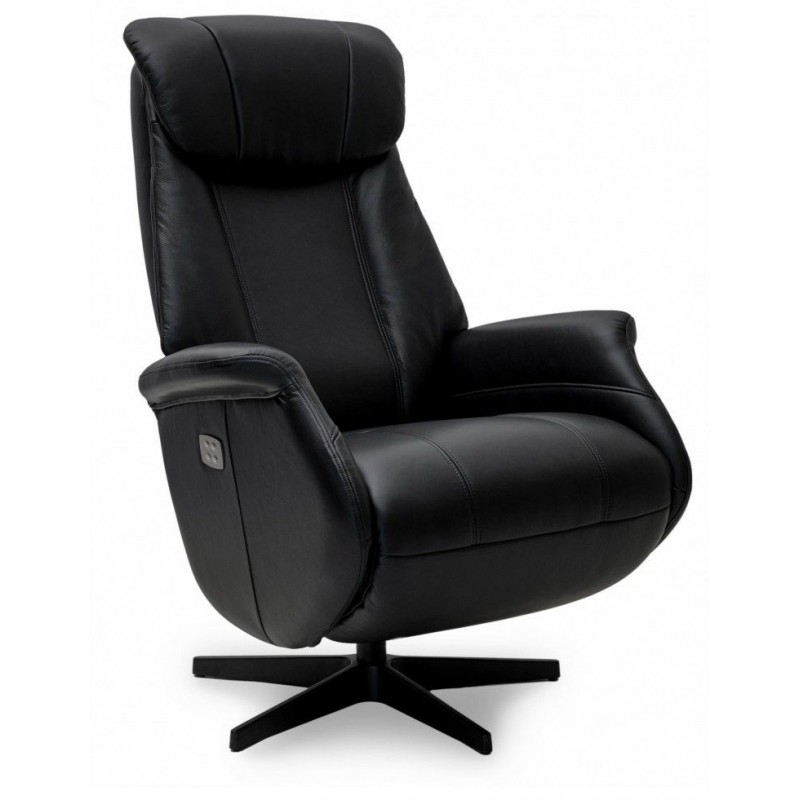 Bonanza Lænestol i læder med indbygget skammel