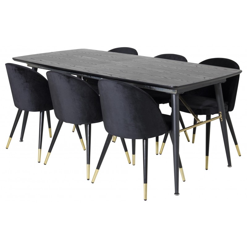 Guld t Spisebordssæt - Sort og Messing billede