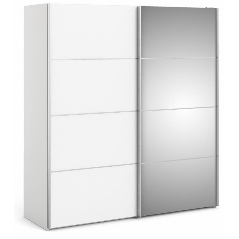 Palermo klædeskab 182 cm bred - Hvid/Spejl