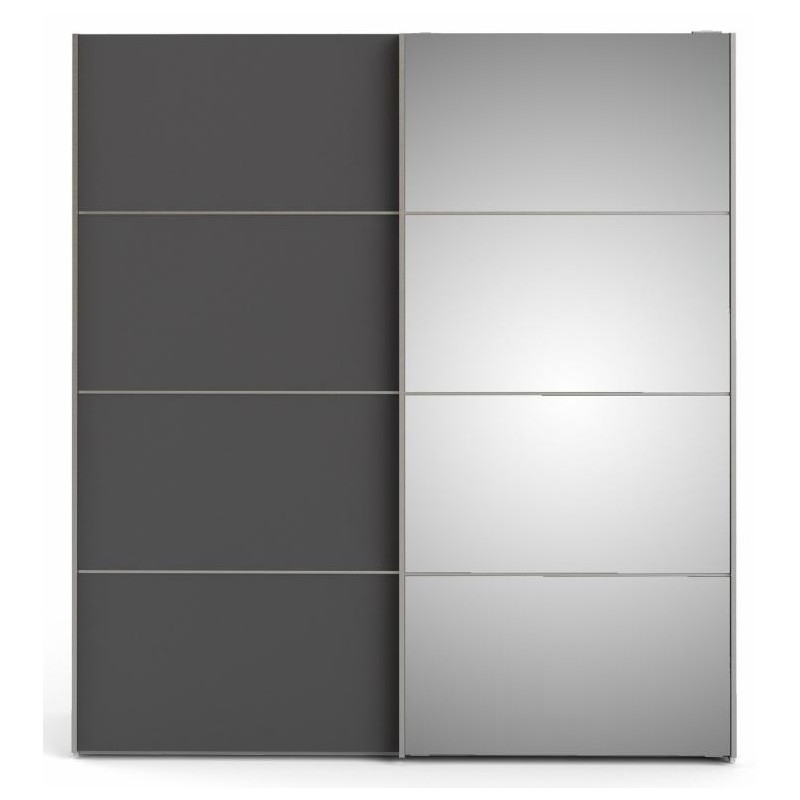 Palermo klædeskab 182 cm bred med spejl - Hvid/Grå billede