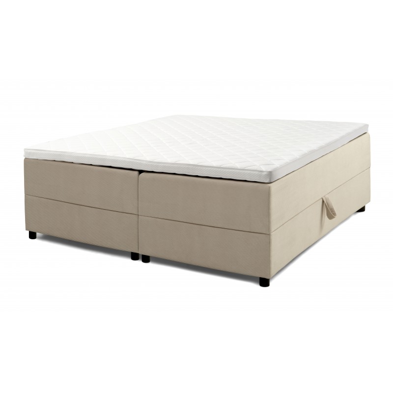 Børkop 7-Zonet 160x200 cm Boksmadras seng med opbevaring Beige Fløjl