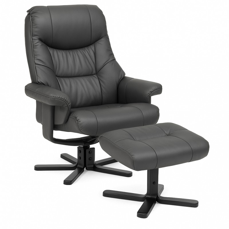 Cosy lænestol med skammel Sort læder