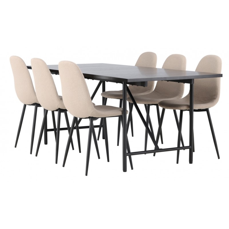 Spisebordssæt Astrid med Polar Spisebordsstole - Beige og Sort
