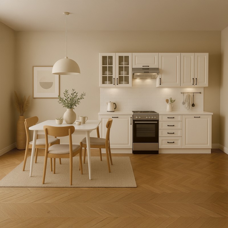 MICHELLA 240 cm Komplet Køkkensæt - Hvid