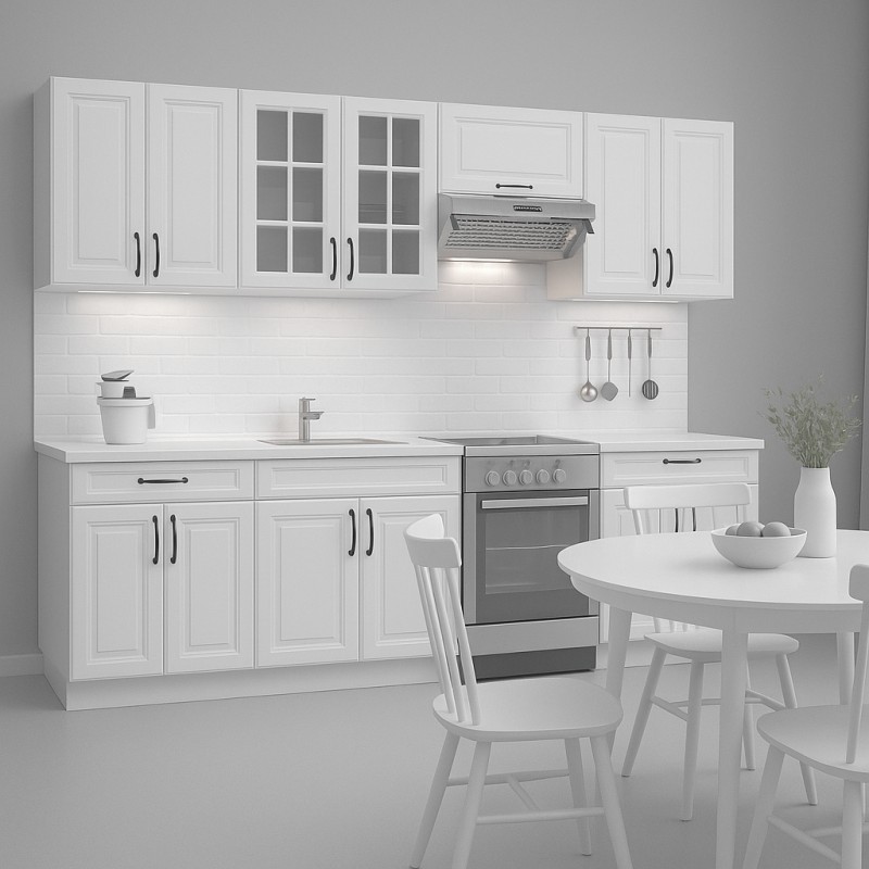 MICHELLA 260 cm Komplet Køkkensæt - Hvid