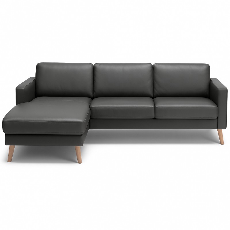 Hjort Knudsen Hvidovre chaiselong lædersofa Venstrevendt