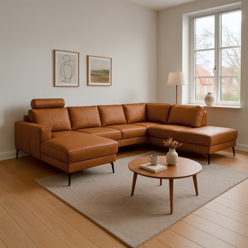 Hjort Knudsen Esbjerg Læder U-sofa - Venstrevendt