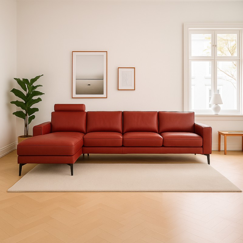 Hjort Knudsen Esbjerg læder chaiselongsofa venstrevendt