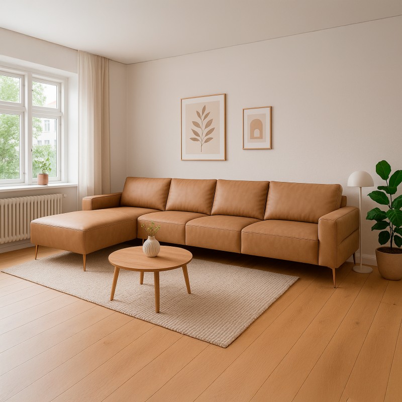 Hjort Knudsen Almind læder chaiselongsofa venstrevendt