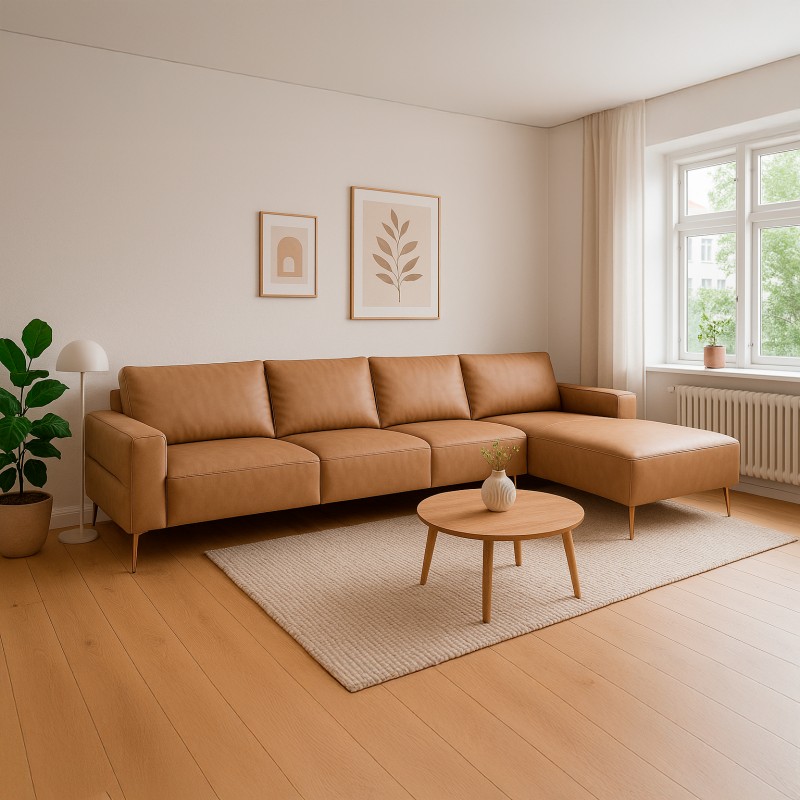 Hjort Knudsen Almind læder chaiselongsofa højrevendt