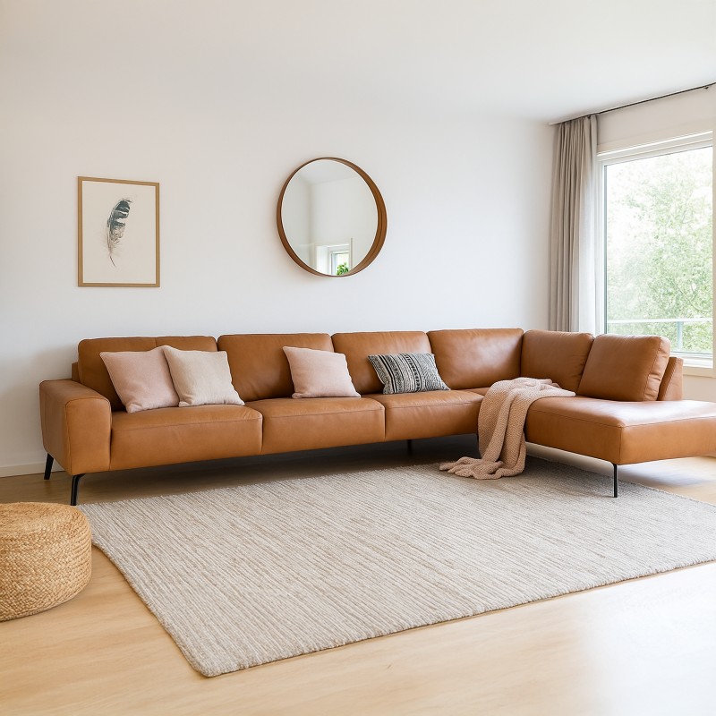 Hjort Knudsen Copenhagen læder Hjørnesofa Højrevendt