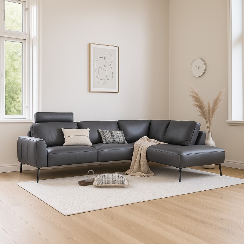 Hjort Knudsen Copenhagen læder Hjørnesofa Højrevendt