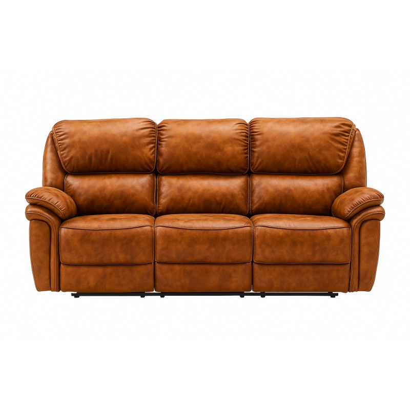 Christopher 3 pers Recliner Sofa  - Cognac Ruskindsblød mikrofiber billede