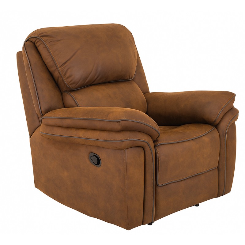 Christopher Recliner Lænestol - Cognac Ruskindsblød mikrofiber billede