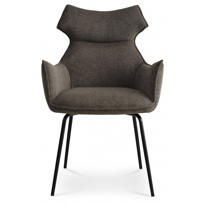 Liva Spisestuestol med armlæn - Sort stel - Sephia Brun stof