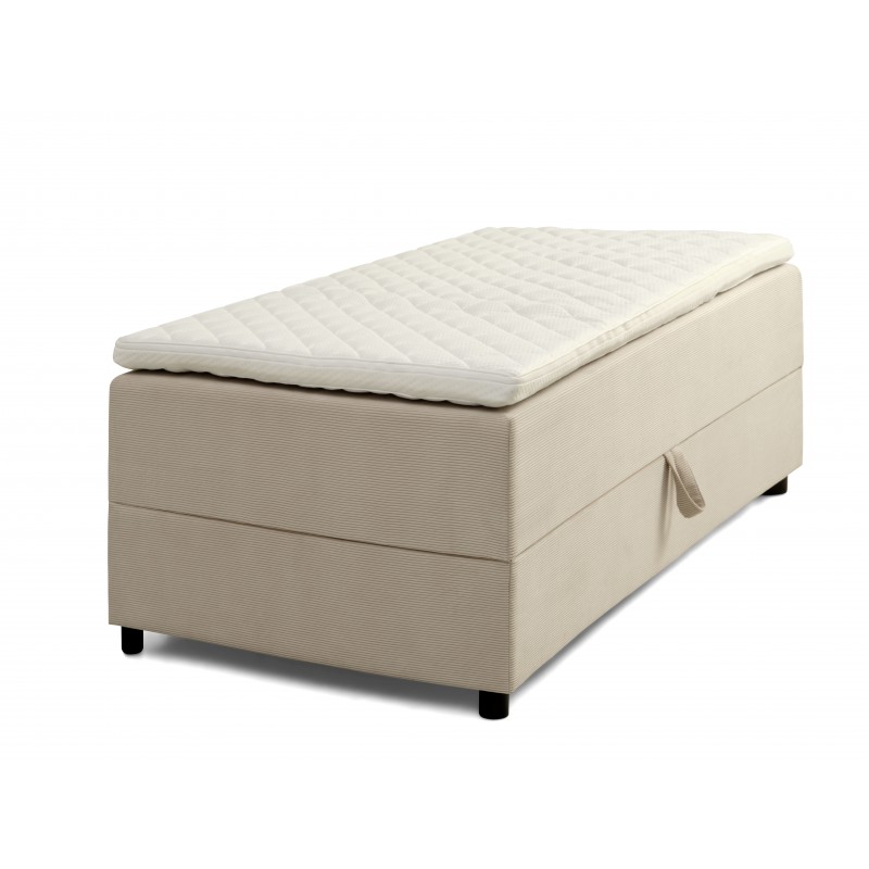 Børkop 7-Zonet 80x200 cm Boksmadras seng med opbevaring Beige Fløjl