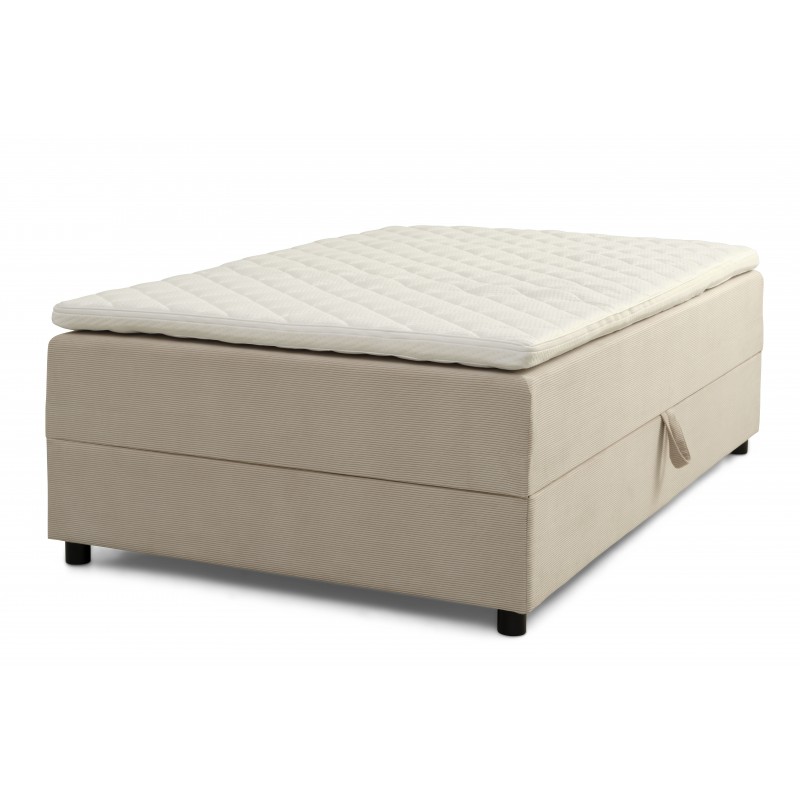 SPACE 7-Zonet 120x200 cm Boksmadras seng med opbevaring Beige Fløjl