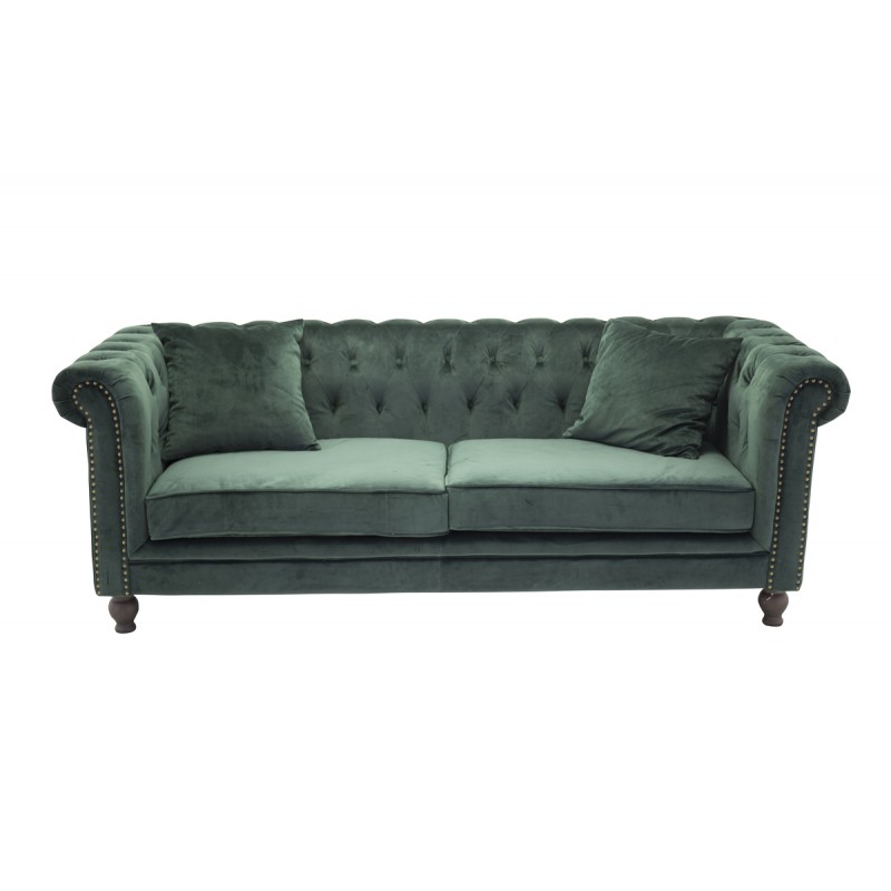 Velvet 3 personers Sofa - Grøn velour billede