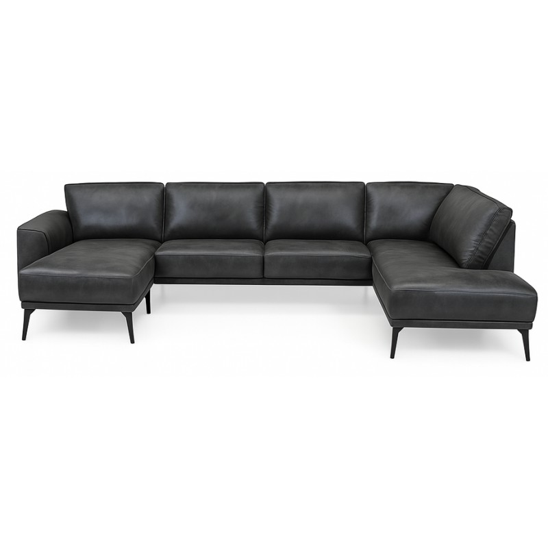 Hjort Knudsen Ishøj læder U-sofa Venstrevendt