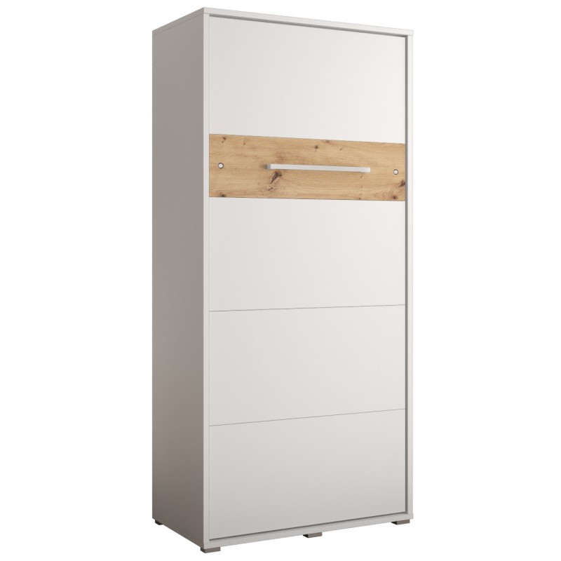 Skabsseng 90x200 cm - Nordica i Hvid/Eg med LED