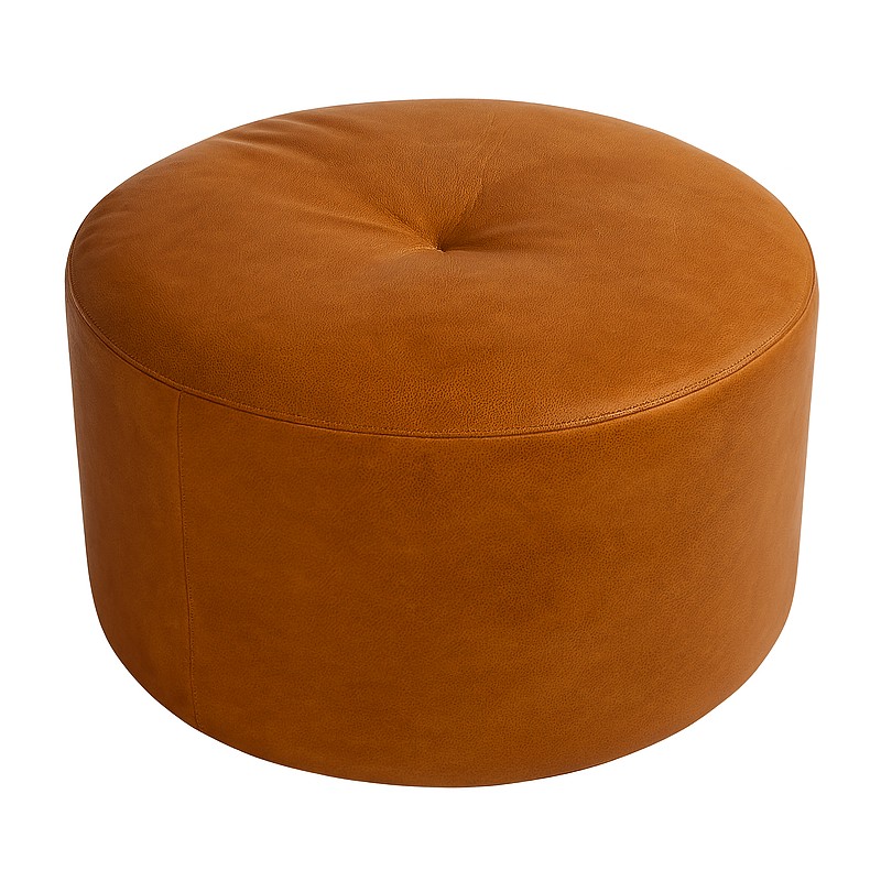 Hjort Knudsen Rund Puf Ø75 - læder Valgfrie farve