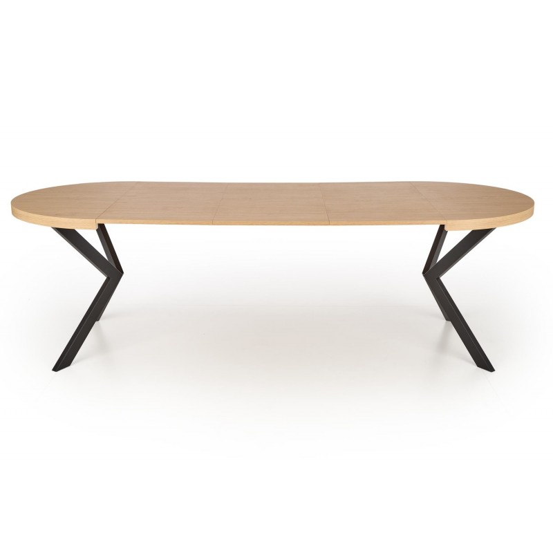 PERONI Ovalt spisebord med udtræk 100cm udvides til 250cm - Gylden eg/Sort billede