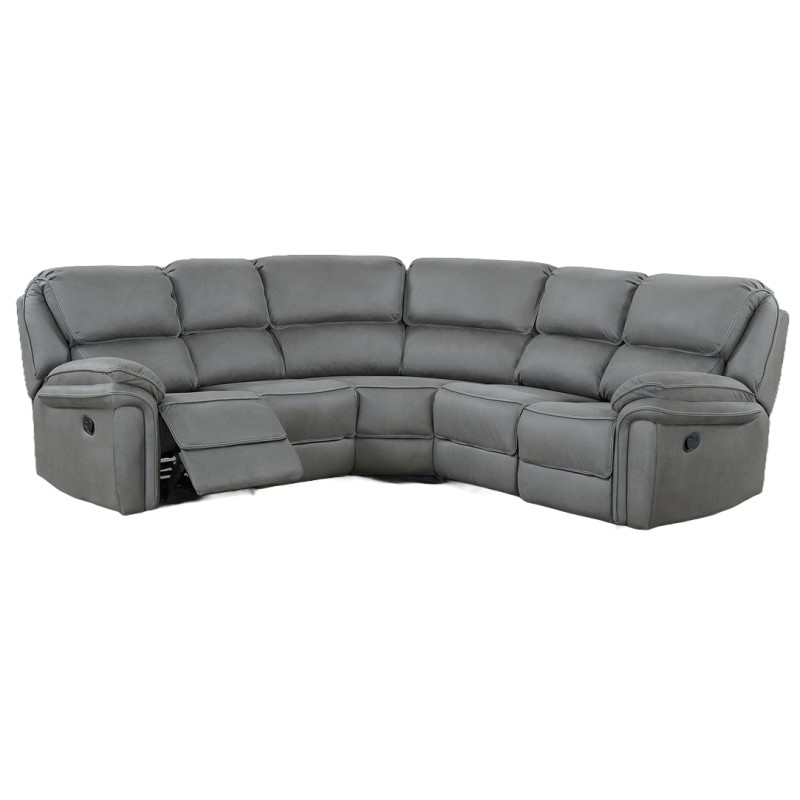 Christopher  hjørnesofa med 2 x Recliner - Grå Ruskindsblød mikrofiber