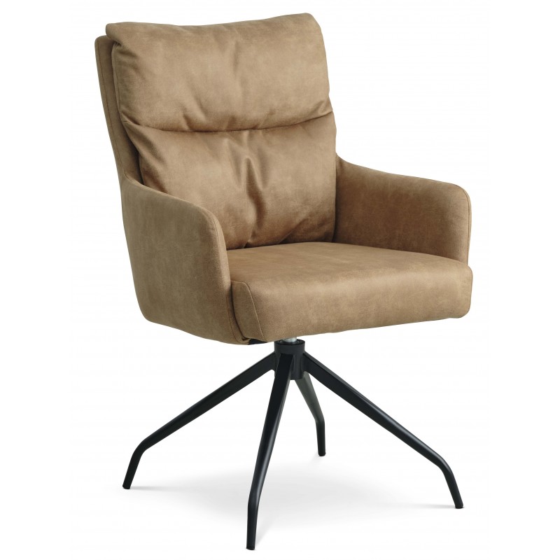 Lotus Spisebordsstol med armlæn - Caramel micro læder bull