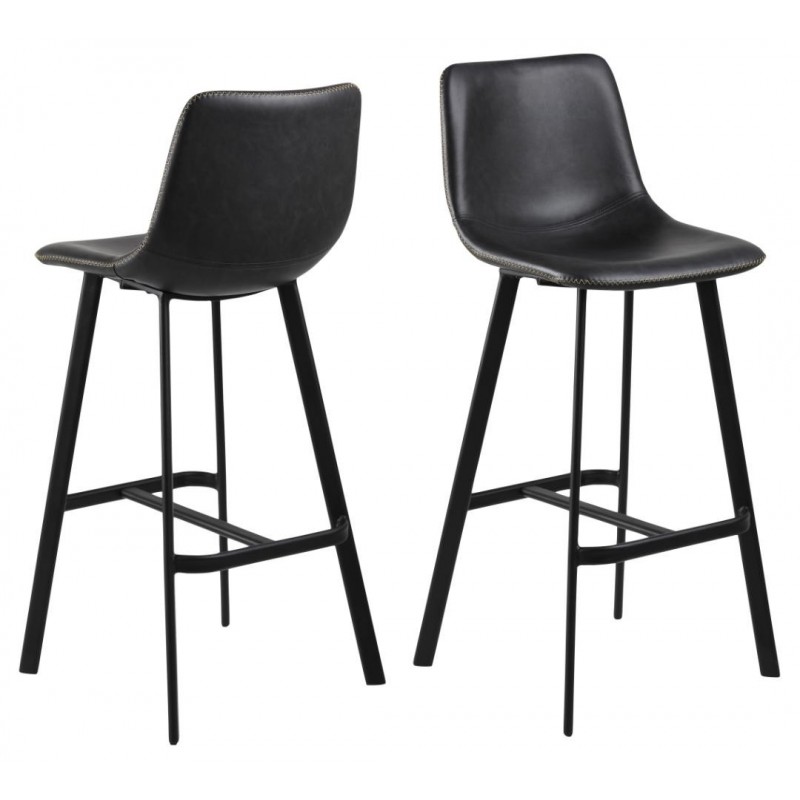 I_Oregon barstol sort  læderlook