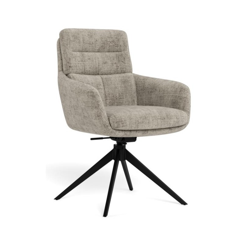 Comfort spisebordsstol med armlæn – drejefunktion med retur og vippefunktion – Juto stof grå